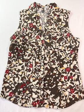 Bass Sleeveless Floral Print Blouse, M